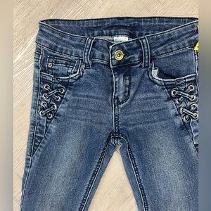 Seven7 Dark Blue Skinny Jeans with Lace-Up Detail Kids 8